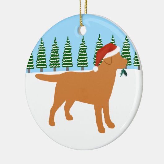 Kerstmis met de Rode Labrador Santa Hat Keramisch Ornament (Links)