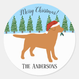 Kerstmis met de Rode Labrador Santa Hat Ronde Sticker