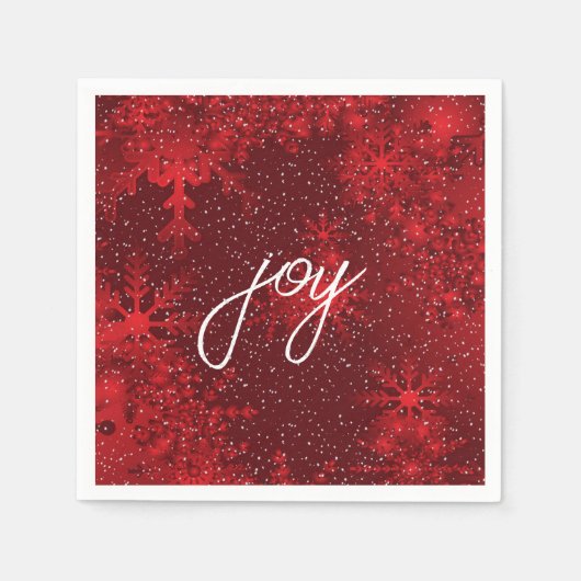 Kerstmis met de rode sneeuwvlokken die sneeuw vall servet (Voorkant)