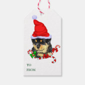 Kerstmis met de rottweiler Cute Santa Puppy Rottwe Cadeaulabel (Voorkant)