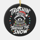 Kerstmis met de sneeuwpret met een grappige wasbee keramisch ornament (Voorkant)