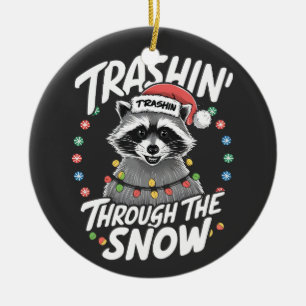 Kerstmis met de sneeuwpret met een grappige wasbee keramisch ornament