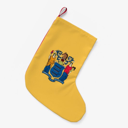 Kerstmis met de vlag van New Jersey Kleine Kerstsok (Voorkant (Hangend))
