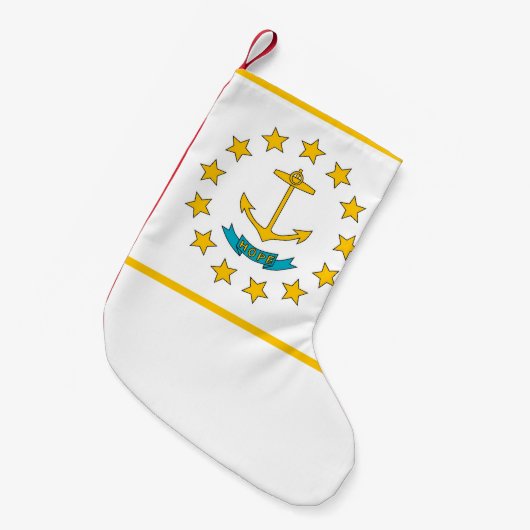 Kerstmis met de vlag van Rhode Island Kleine Kerstsok (Voorkant (Hangend))