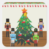 Kerstmis met de voedingskrakers vierkante sticker (Voorkant)