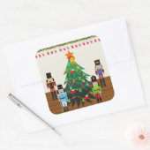 Kerstmis met de voedingskrakers vierkante sticker (Envelop)