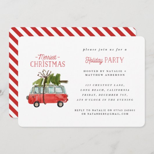 Kerstmis met de... waterverf van feestdagenkaart (Voorkant / Achterkant)