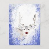 Kerstmis met Deer Blue Snowflakes Feestdagenkaart (Voorkant)