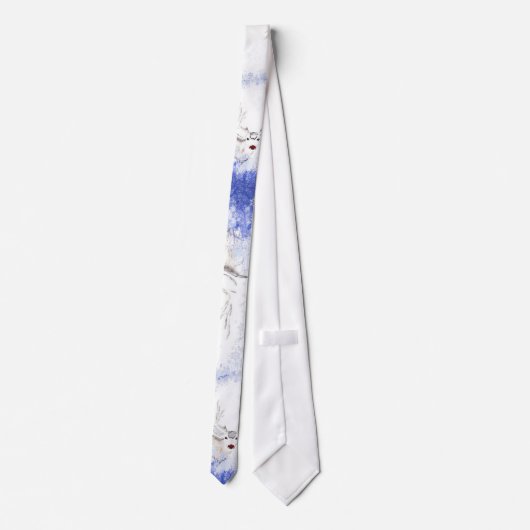 Kerstmis met Deer Blue Snowflakes Stropdas (Achterkant)