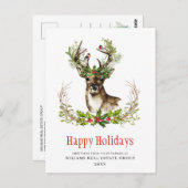 kerstmis met Deer Holiday Corporate Greeting Briefkaart (Voorkant / Achterkant)