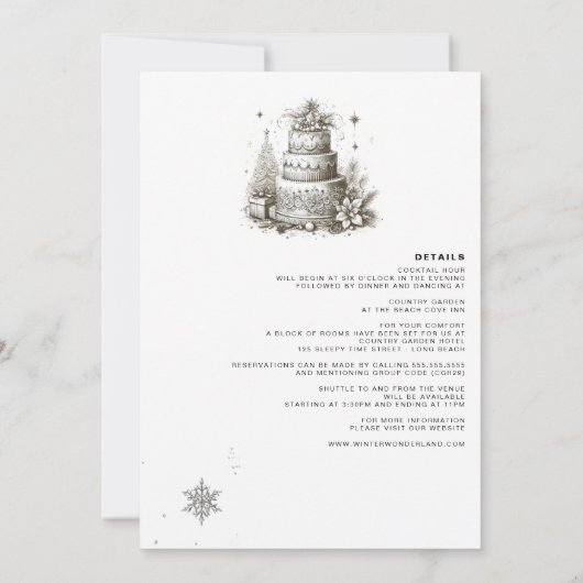 Kerstmis met Details Bruiloft Kaart (Achterkant)