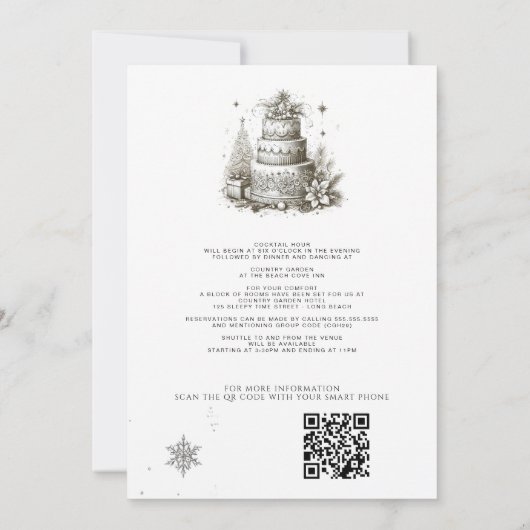 Kerstmis met Details en QR Bruiloft Kaart (Achterkant)