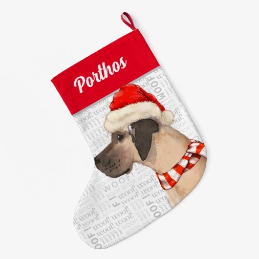 Kerstmis met Dog's naam Grote Kerstsok (Achterkant (Hangend))