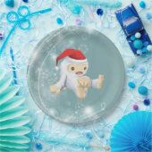 Kerstmis met Doll die een kersthat draagt Papieren Bordje (Feest)