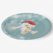 Kerstmis met Doll die een kersthat draagt Papieren Bordje (Gekanteld)