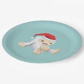 Kerstmis met Doll die een kersthat draagt Papieren Bordje (Gekanteld)