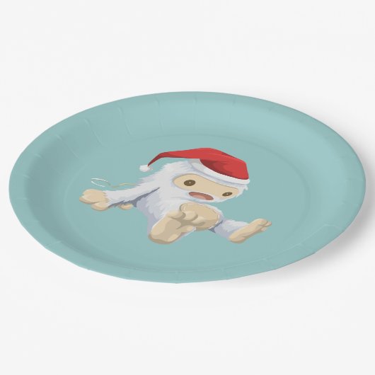 Kerstmis met Doll die een kersthat draagt Papieren Bordje (Gekanteld)