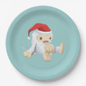 Kerstmis met Doll die een kersthat draagt Papieren Bordje (Voorkant)