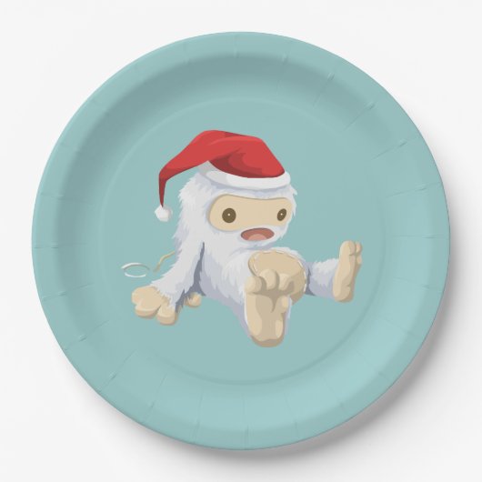 Kerstmis met Doll die een kersthat draagt Papieren Bordje (Voorkant)