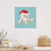 Kerstmis met Doll die een kersthat draagt Poster (Keuken)