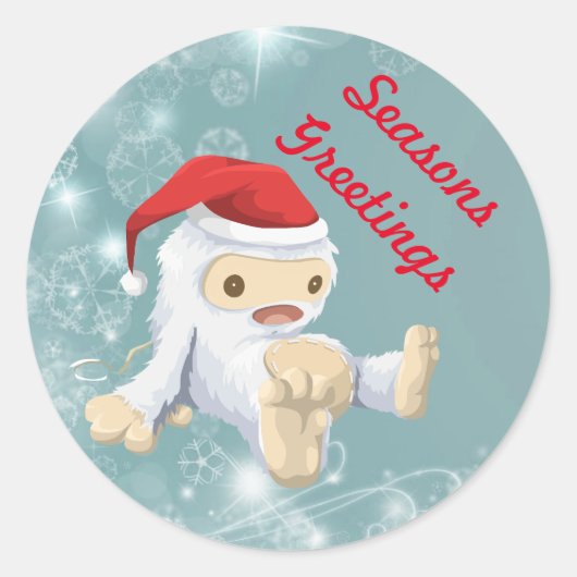 Kerstmis met Doll die een kersthat draagt Ronde Sticker (Voorkant)