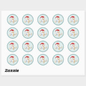 Kerstmis met Doll die een kersthat draagt Ronde Sticker (Vel)