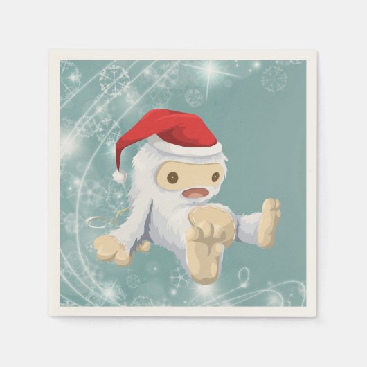 Kerstmis met Doll die een kersthat draagt Servet (Voorkant)