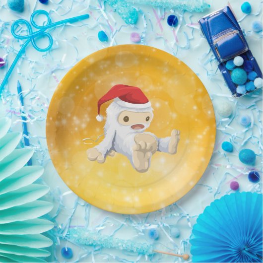 Kerstmis met Doll op Gold Bokeh achtergrond Papieren Bordje (Feest)