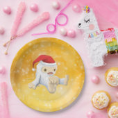 Kerstmis met Doll op Gold Bokeh achtergrond Papieren Bordje (Feest)