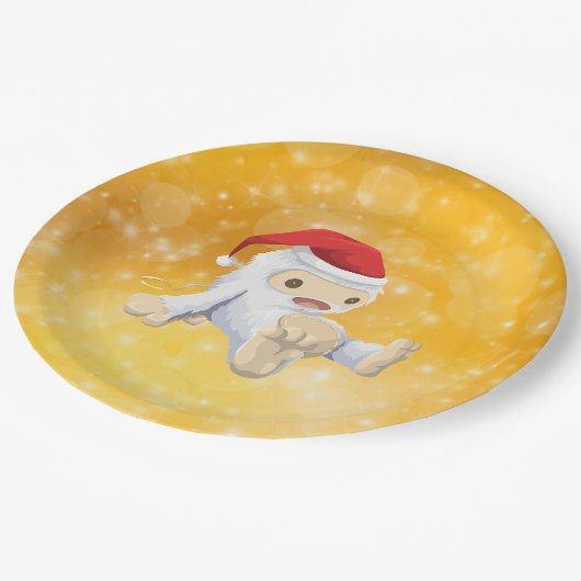 Kerstmis met Doll op Gold Bokeh achtergrond Papieren Bordje (Gekanteld)