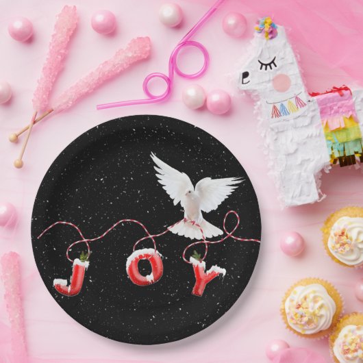 Kerstmis met Dove en Snowflakes Papieren Bordje (Feest)