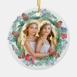 Kerstmis met dubbelzijdige foto keramisch ornament