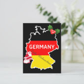 Kerstmis met Duitse Kaart, Vlag, en Kerstman Feestdagenkaart (Staand voorkant)