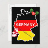 Kerstmis met Duitse Kaart, Vlag, en Kerstman Feestdagenkaart (Voorkant / Achterkant)