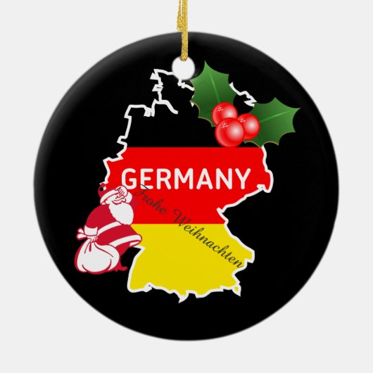 Kerstmis met Duitse kaart, vlag en Kerstman Keramisch Ornament (Achterkant)