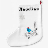 Kerstmis met een blauwvogel grote kerstsok (Achterkant)