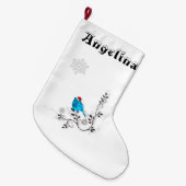 Kerstmis met een blauwvogel grote kerstsok (Voorkant (Hangend))