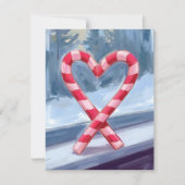 Kerstmis met een Candy Cane-hart Feestdagenkaart (Voorkant)