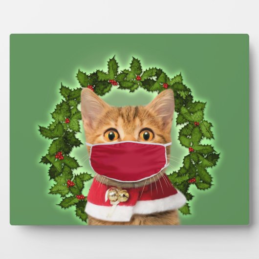 Kerstmis met een coronavirusmasker fotoplaat (Voorkant)