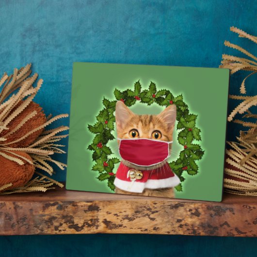 Kerstmis met een coronavirusmasker fotoplaat (Zijkant)