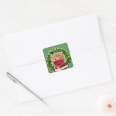 Kerstmis met een coronavirusmasker vierkante sticker (Envelop)