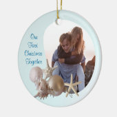 Kerstmis met een doorsnee bruiloft keramisch ornament (Links)