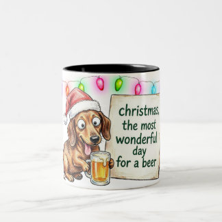 Kerstmis met een dronken Dachshund Tweekleurige Koffiemok