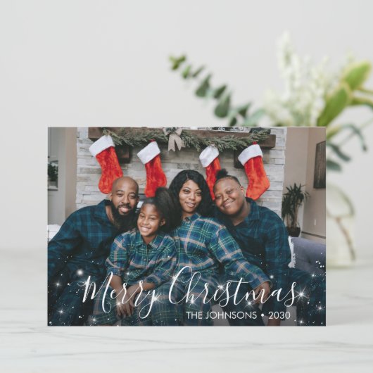 Kerstmis met een fotofeestkaart feestdagenkaart (Staand voorkant)