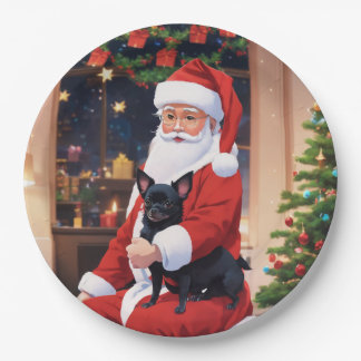 Kerstmis met een gelukkige chihuahua hond papieren bordje