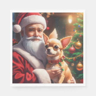 Kerstmis met een gelukkige chihuahua hond servet