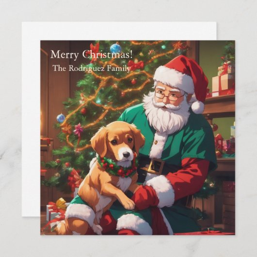 Kerstmis met een gelukkige hond feestdagenkaart (Voorkant / Achterkant)