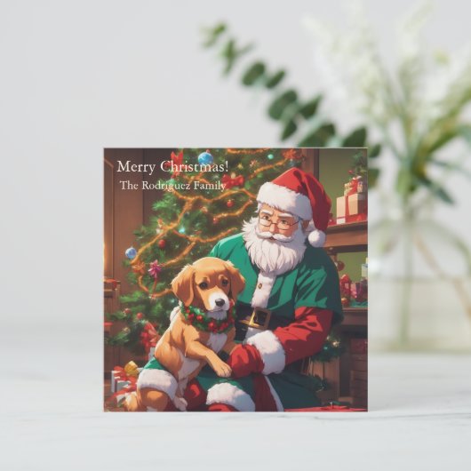 Kerstmis met een gelukkige hond feestdagenkaart (Staand voorkant)