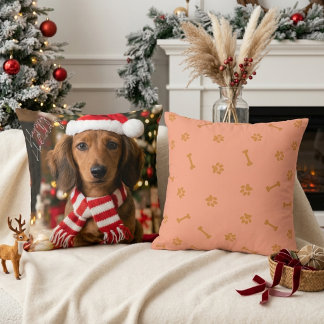 Kerstmis met een gezellige Dachshund-pootafdruk Kussen