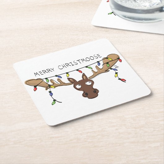 Kerstmis met een grappige feestdag kartonnen onderzetters (Schuin)